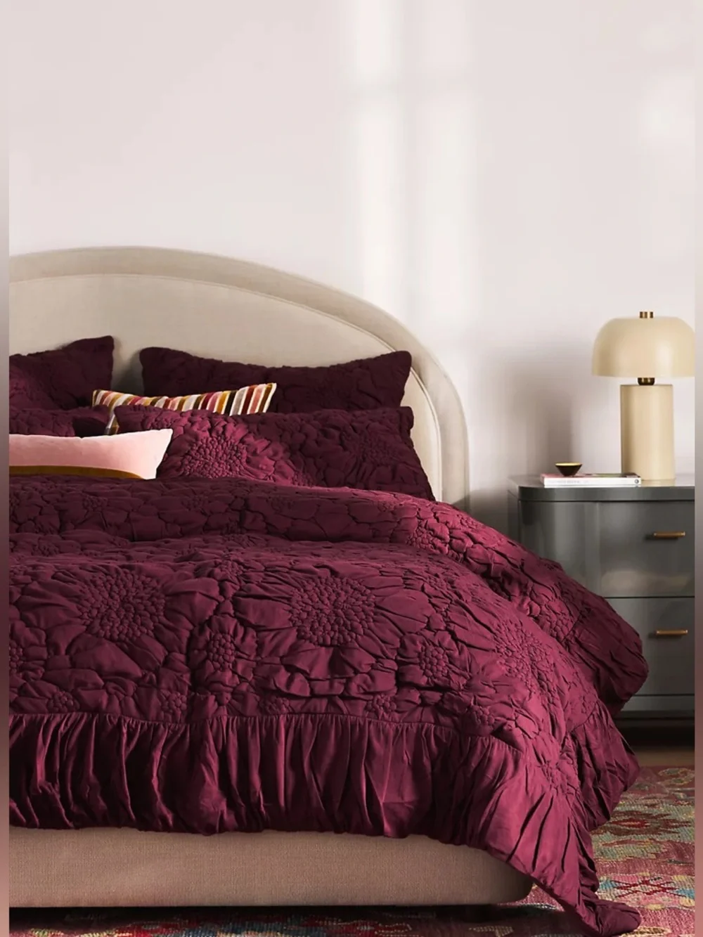 New Anthropologie Dahlia 100% Cotton Jersey Floral Quilt Size Queen